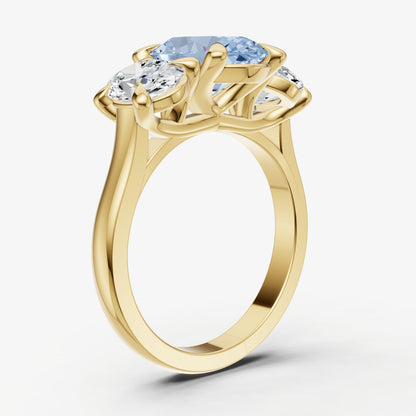 Aquamarine Oval Trellis Gemstone Engagement Ring