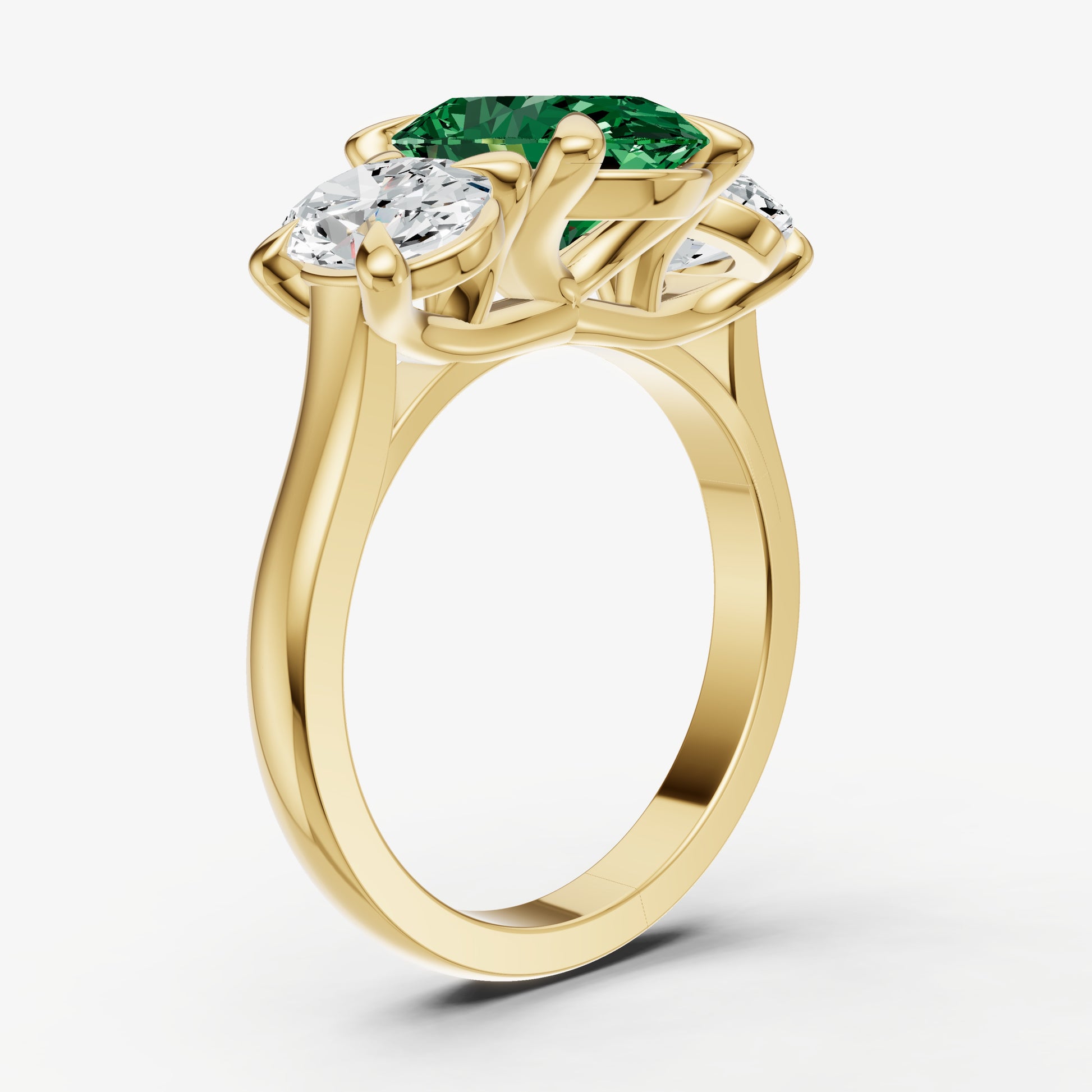 Emerald Oval Trellis Gemstone Engagement Ring