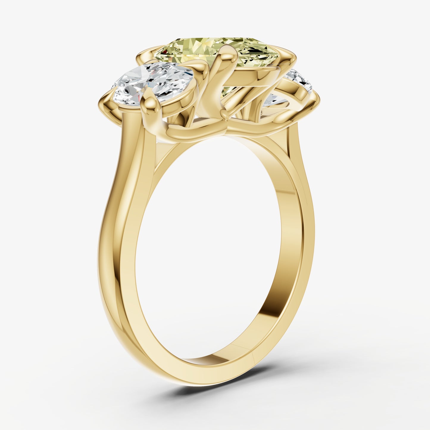 Yellow Diamond Oval Trellis Gemstone Engagement Ring
