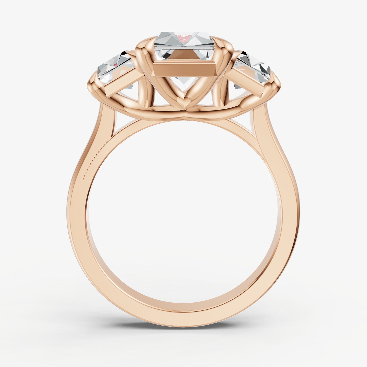 Radiant Trellis Three-Stone Engagement Ring with 0.80ct Side Stones