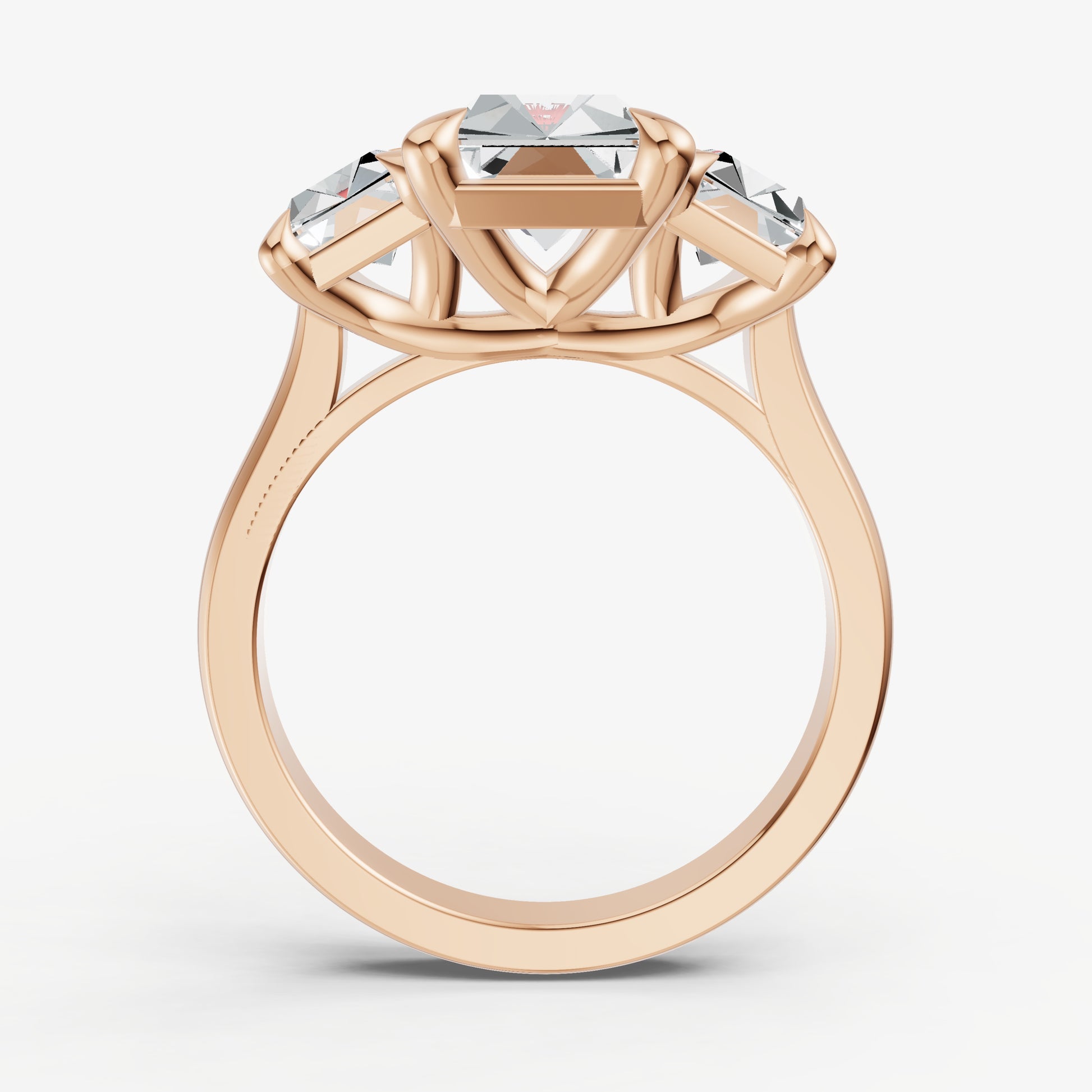 Radiant Trellis Three-Stone Engagement Ring with 0.80ct Side Stones