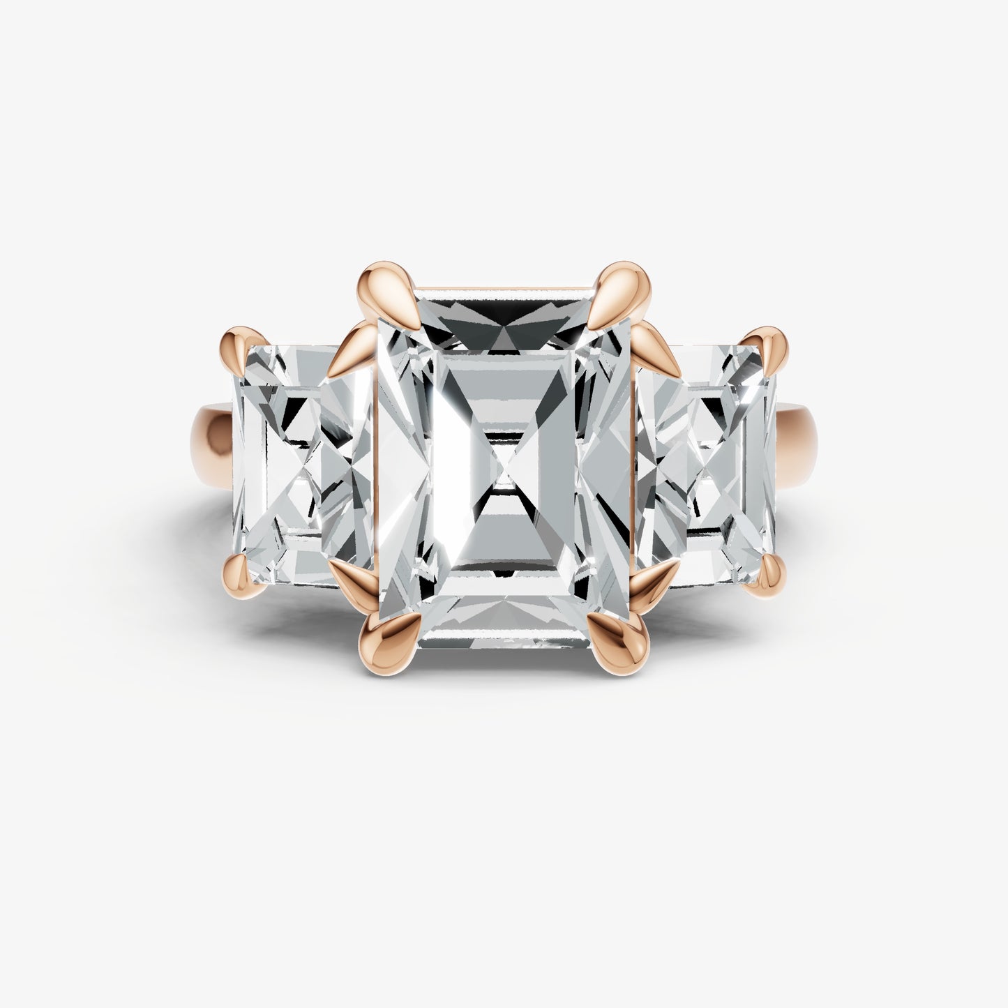 Radiant Trellis Three-Stone Engagement Ring with 0.80ct Side Stones
