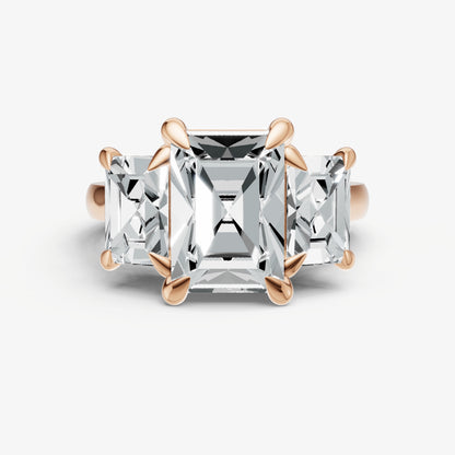 Radiant Trellis Three-Stone Engagement Ring with 0.80ct Side Stones