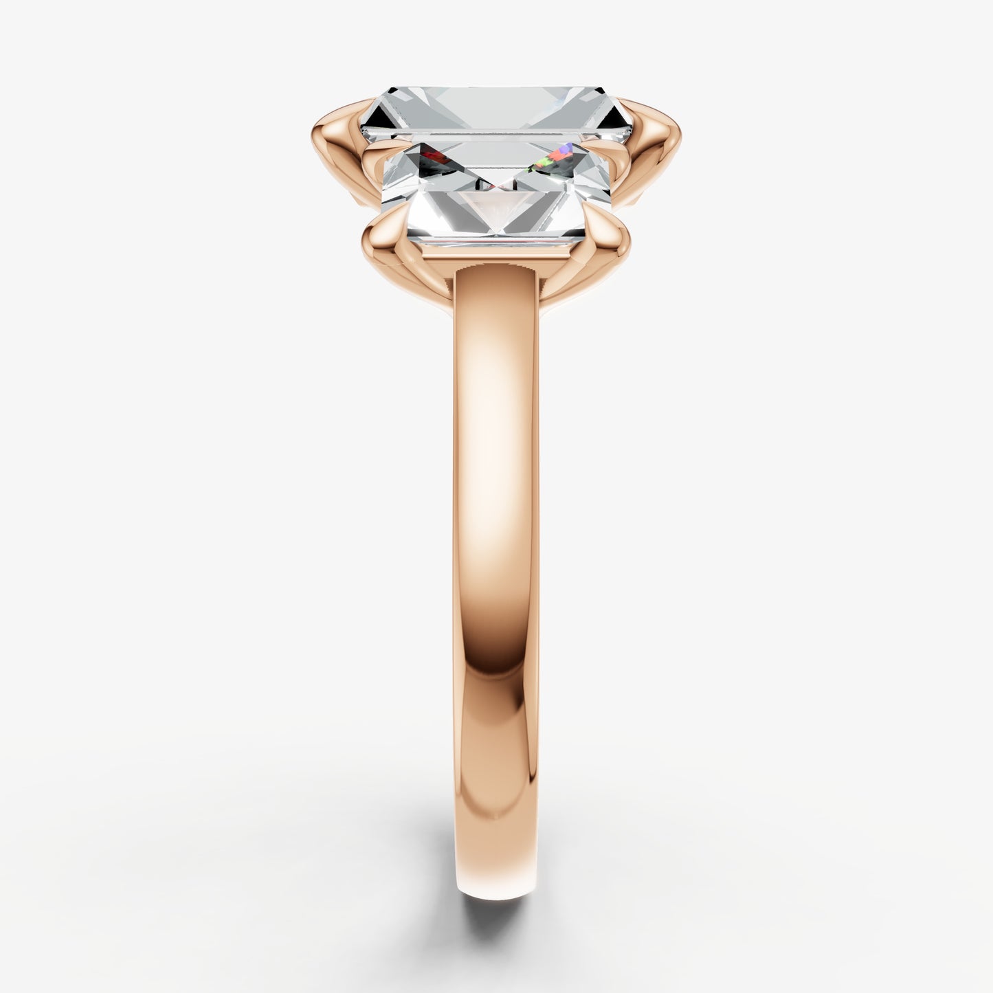 Radiant Trellis Three-Stone Engagement Ring with 0.80ct Side Stones