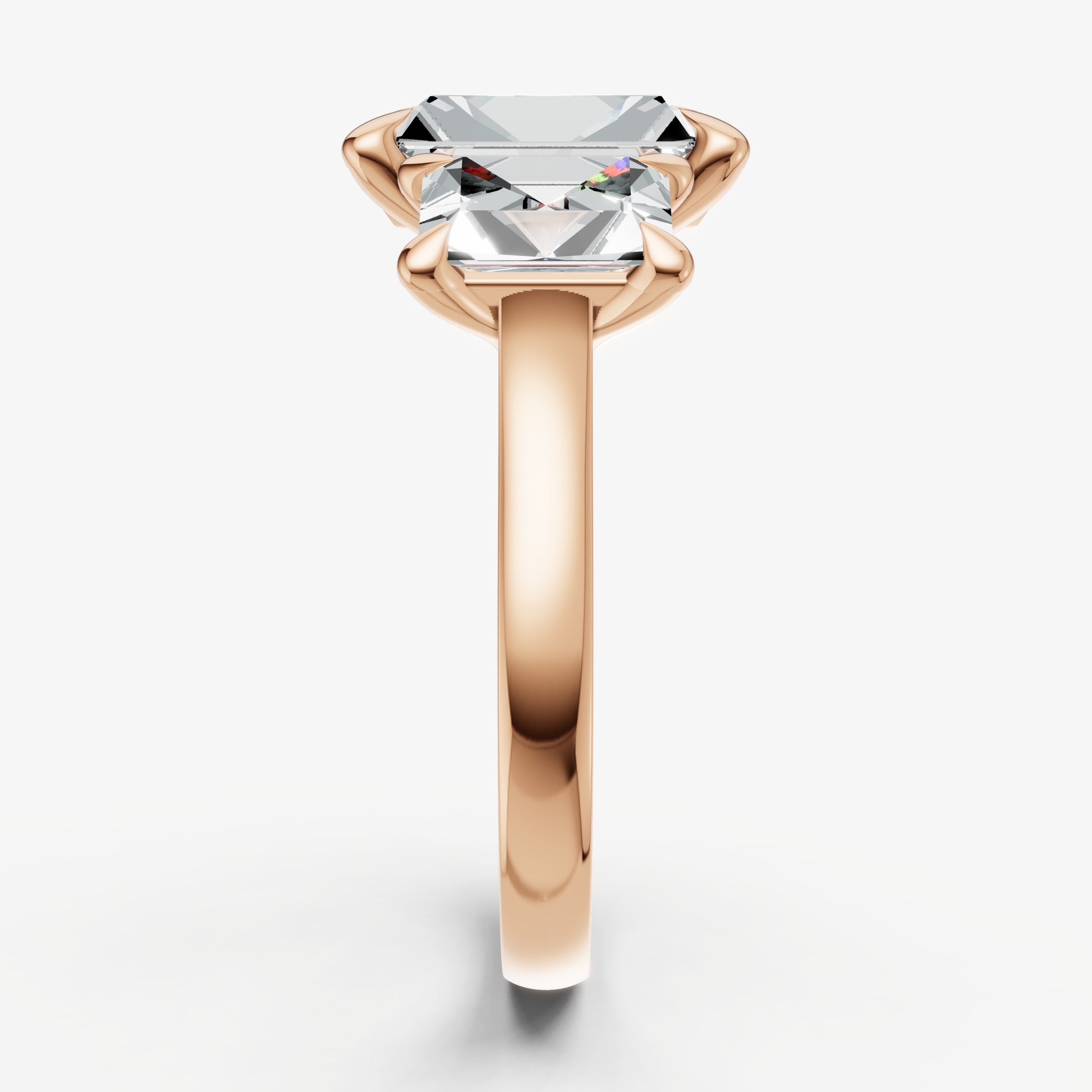 Radiant Trellis Three-Stone Engagement Ring with 0.80ct Side Stones