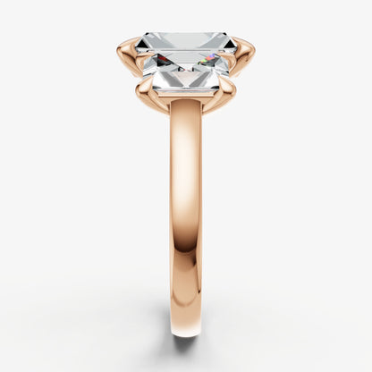 Radiant Trellis Three-Stone Engagement Ring with 0.80ct Side Stones