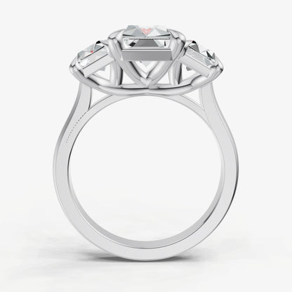 Radiant Trellis Three-Stone Engagement Ring with 0.80ct Side Stones