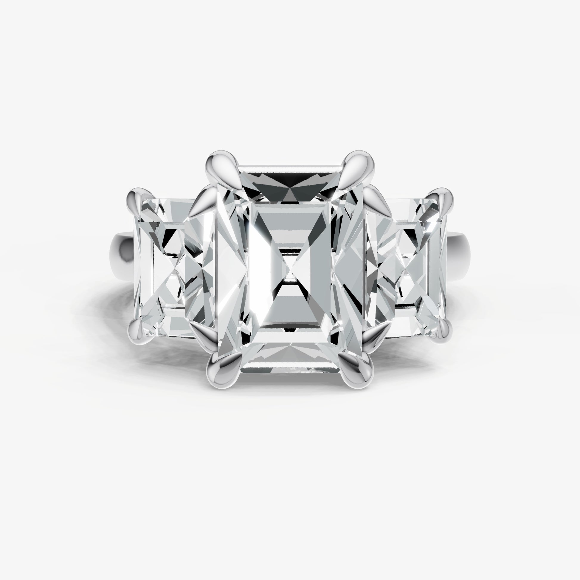 Radiant Trellis Three-Stone Engagement Ring with 0.80ct Side Stones