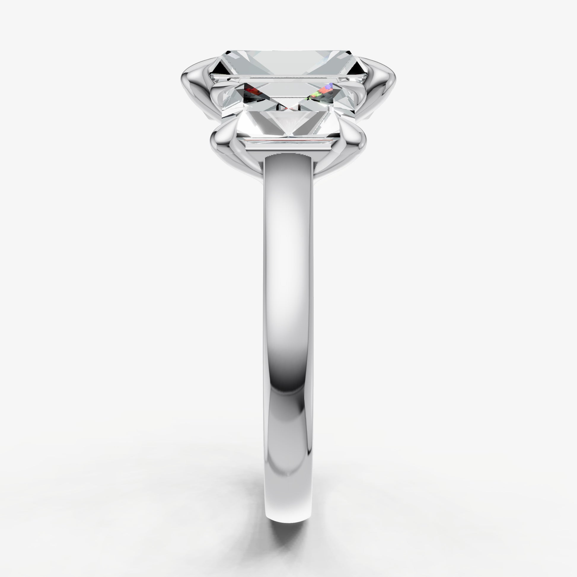 Radiant Trellis Three-Stone Engagement Ring with 0.80ct Side Stones