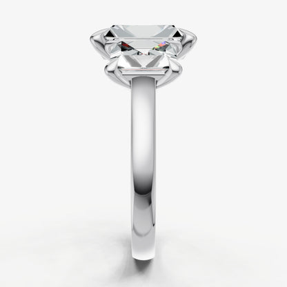 Radiant Trellis Three-Stone Engagement Ring with 0.80ct Side Stones