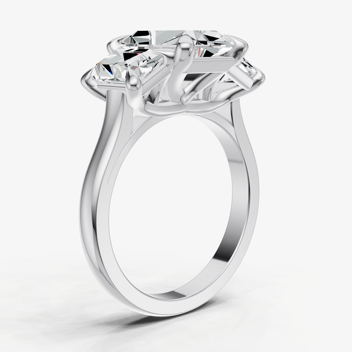 Radiant Trellis Three-Stone Engagement Ring with 0.80ct Side Stones