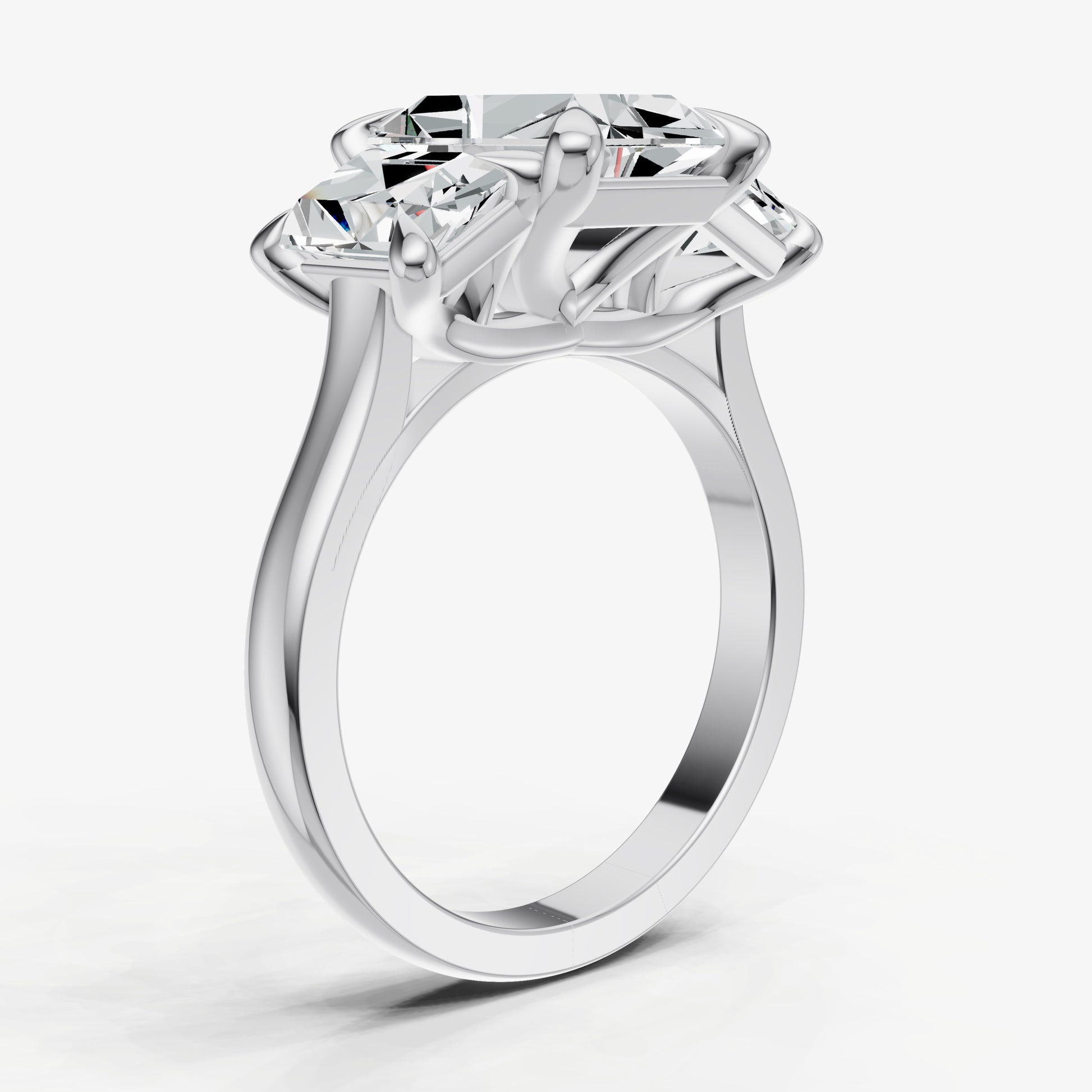 Radiant Trellis Three-Stone Engagement Ring with 0.80ct Side Stones