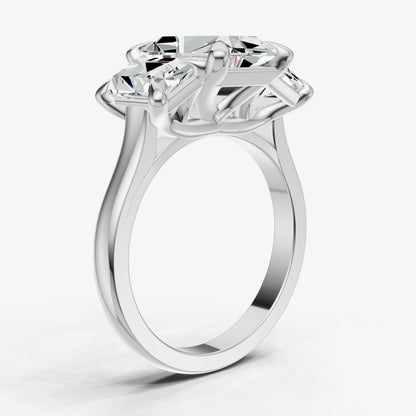 Radiant Trellis Three-Stone Engagement Ring with 0.80ct Side Stones