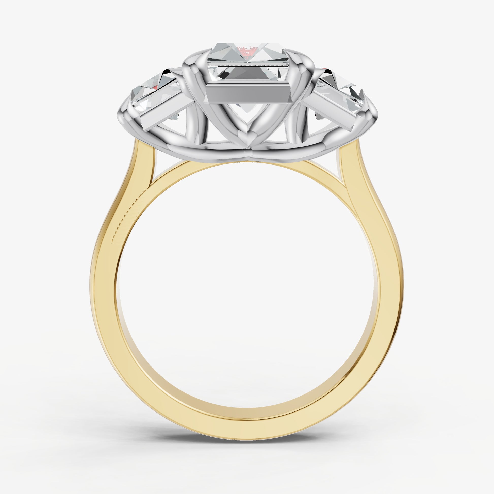 Radiant Trellis Three-Stone Engagement Ring with 0.80ct Side Stones