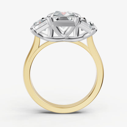 Radiant Trellis Three-Stone Engagement Ring with 0.80ct Side Stones