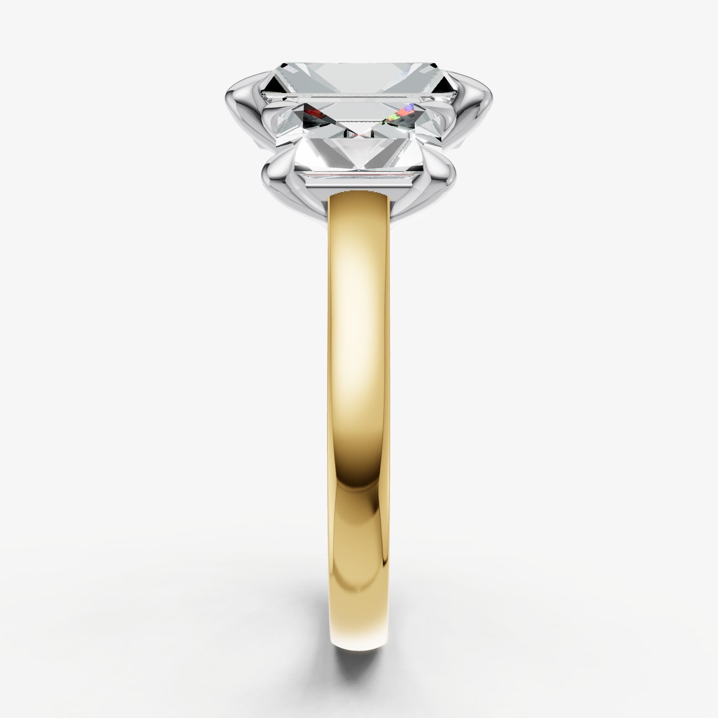 Radiant Trellis Three-Stone Engagement Ring with 0.80ct Side Stones
