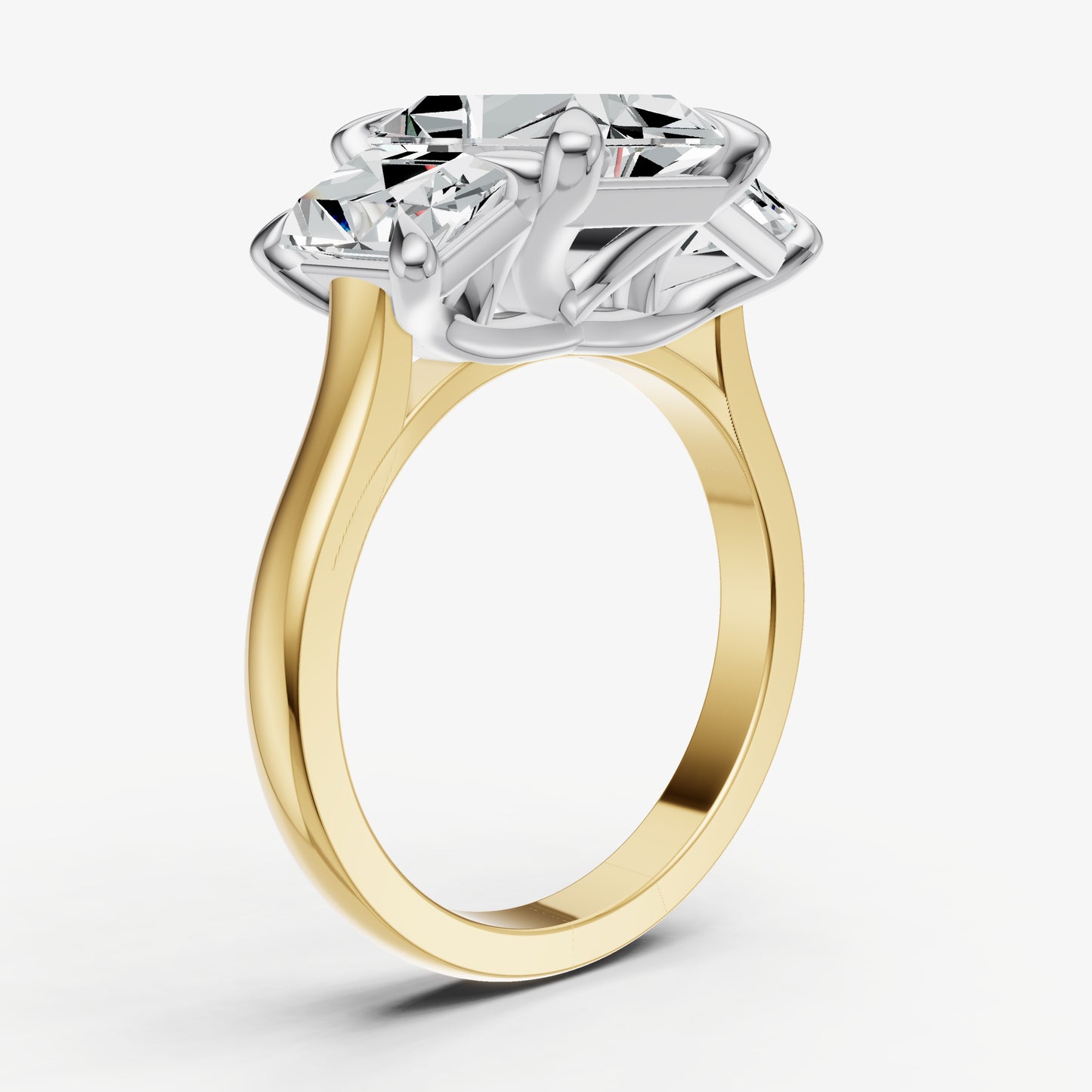 Radiant Trellis Three-Stone Engagement Ring with 0.80ct Side Stones