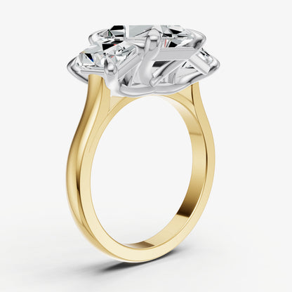 Radiant Trellis Three-Stone Engagement Ring with 0.80ct Side Stones