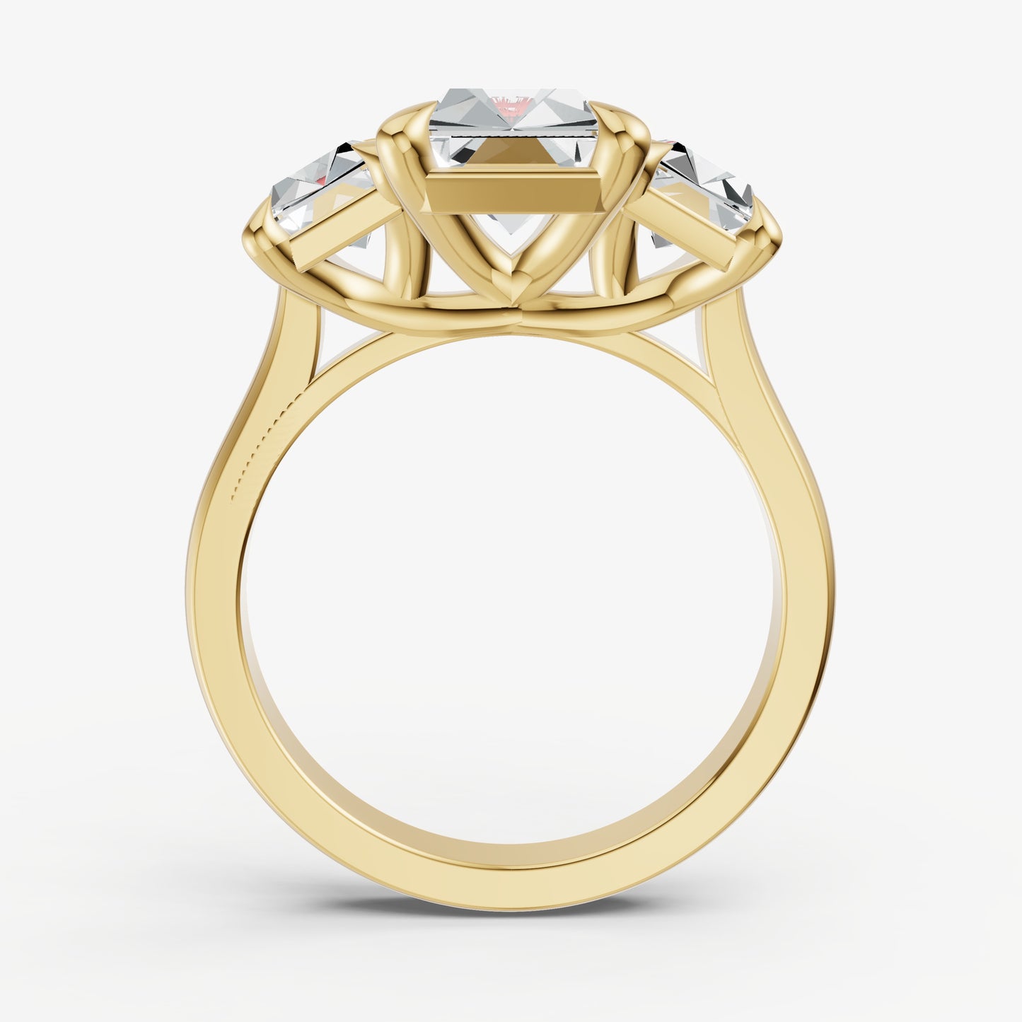 Radiant Trellis Three-Stone Engagement Ring with 0.80ct Side Stones