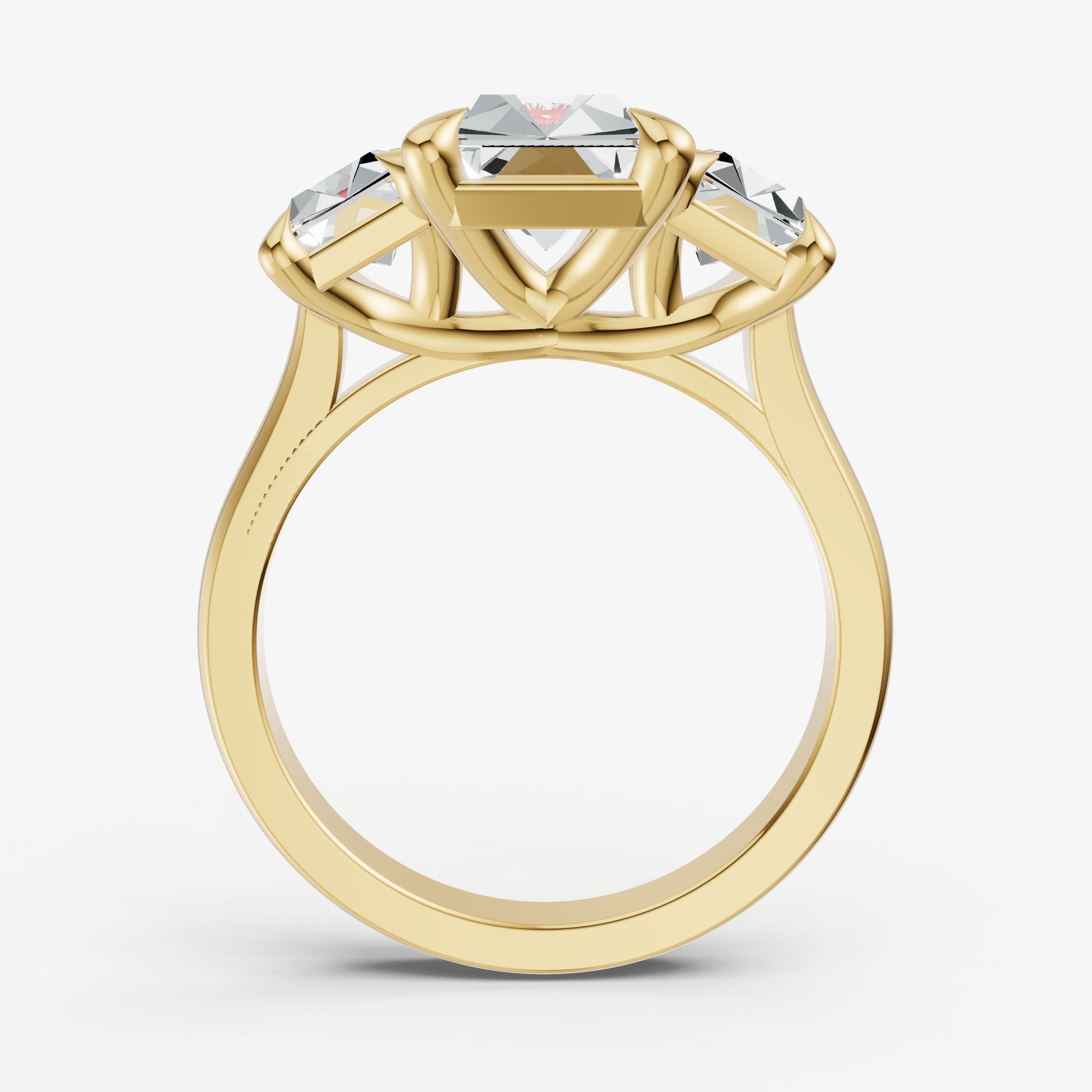 Radiant Trellis Three-Stone Engagement Ring with 0.80ct Side Stones
