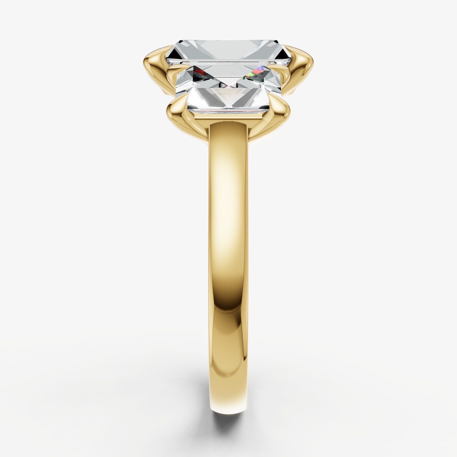 Radiant Trellis Three-Stone Engagement Ring with 0.80ct Side Stones