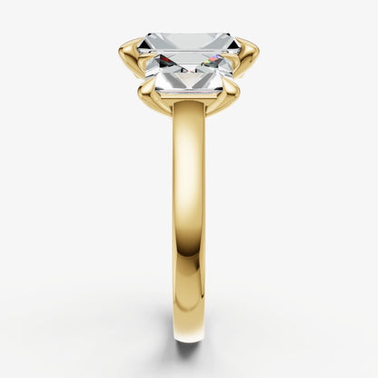 Radiant Trellis Three-Stone Engagement Ring with 0.80ct Side Stones