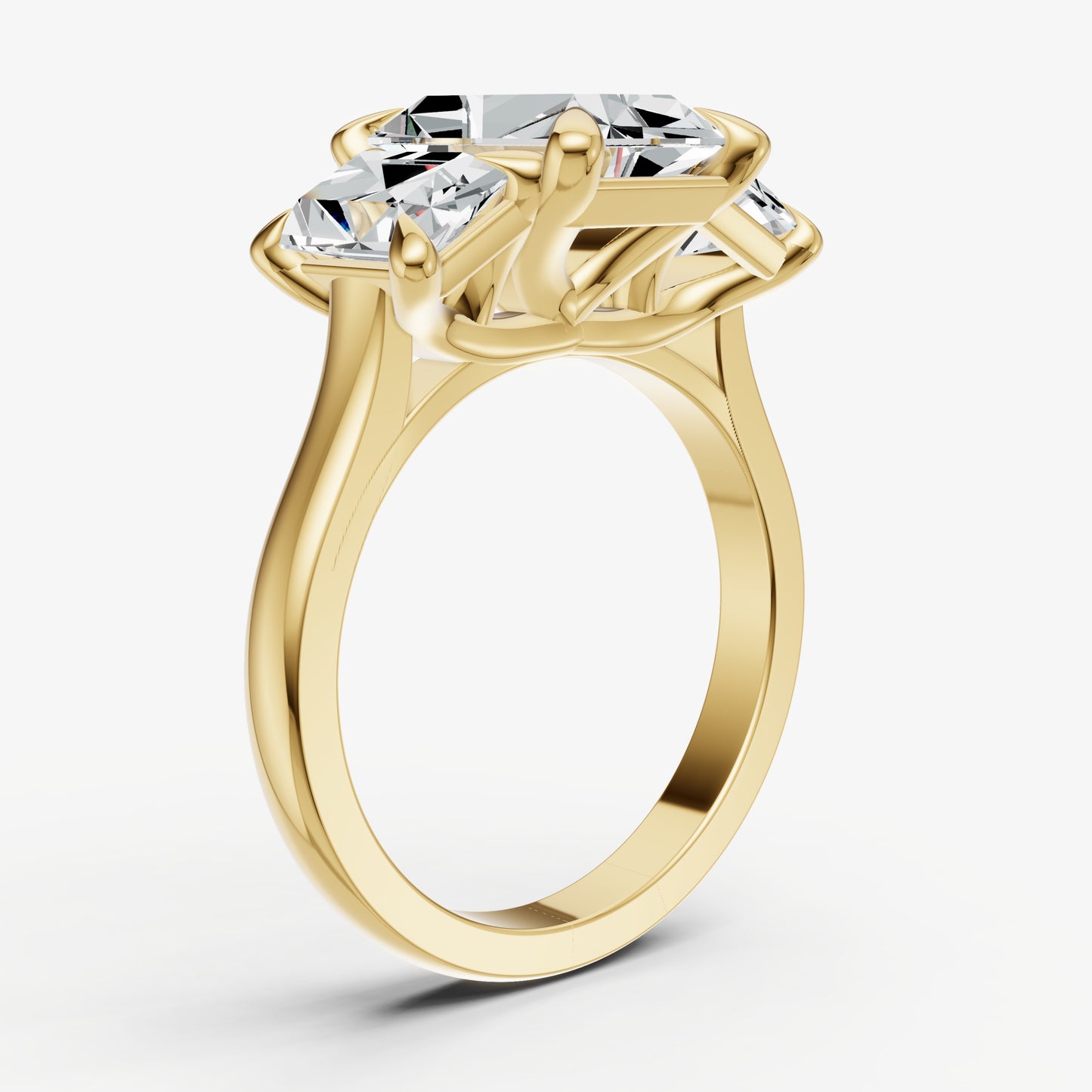 Radiant Trellis Three-Stone Engagement Ring with 0.80ct Side Stones