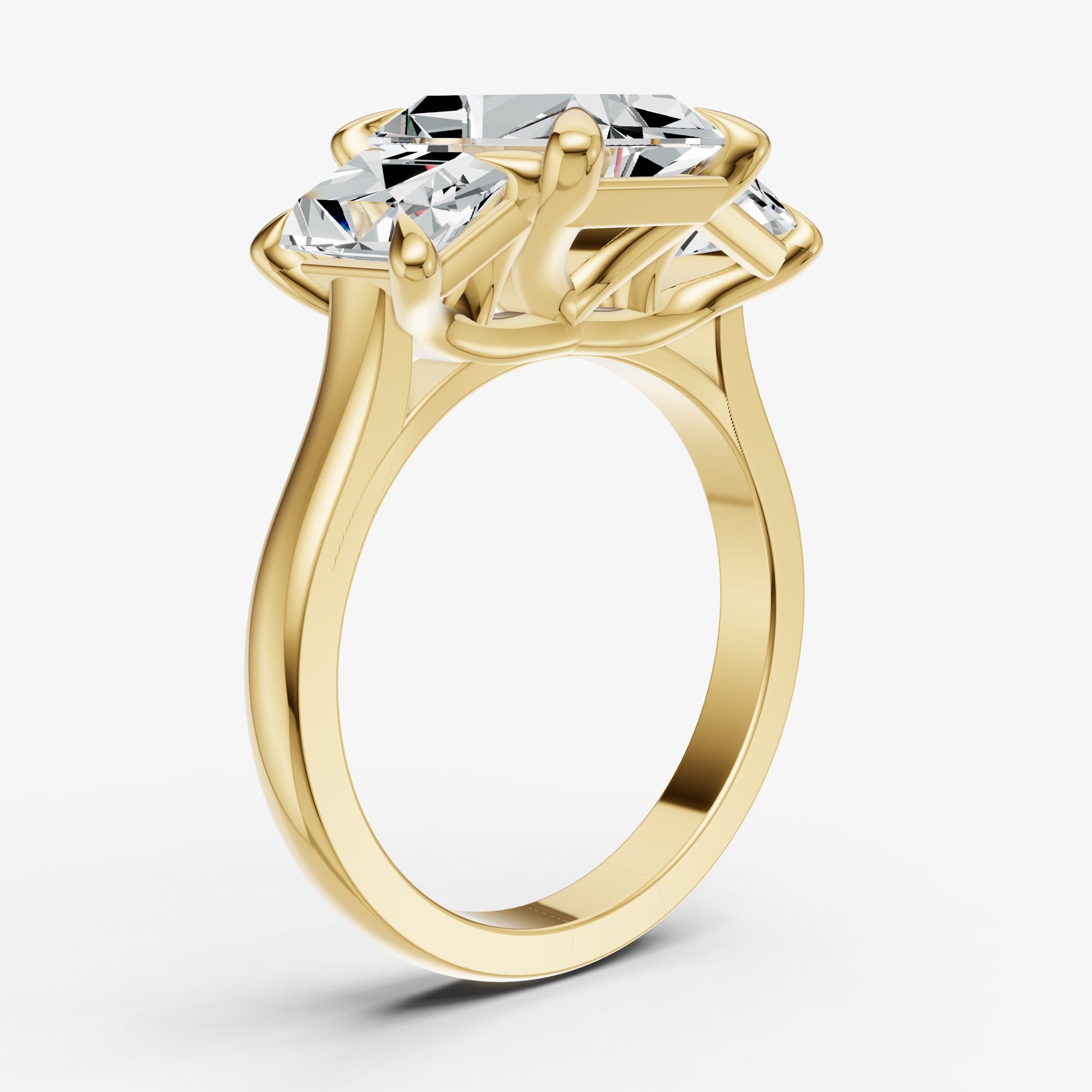 Radiant Trellis Three-Stone Engagement Ring with 0.80ct Side Stones