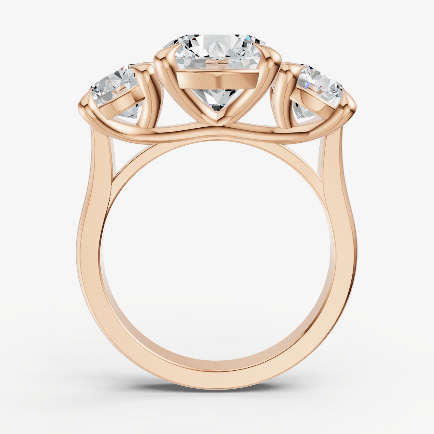 Round Trellis Three-Stone Engagement Ring with 0.80ct Side Stones