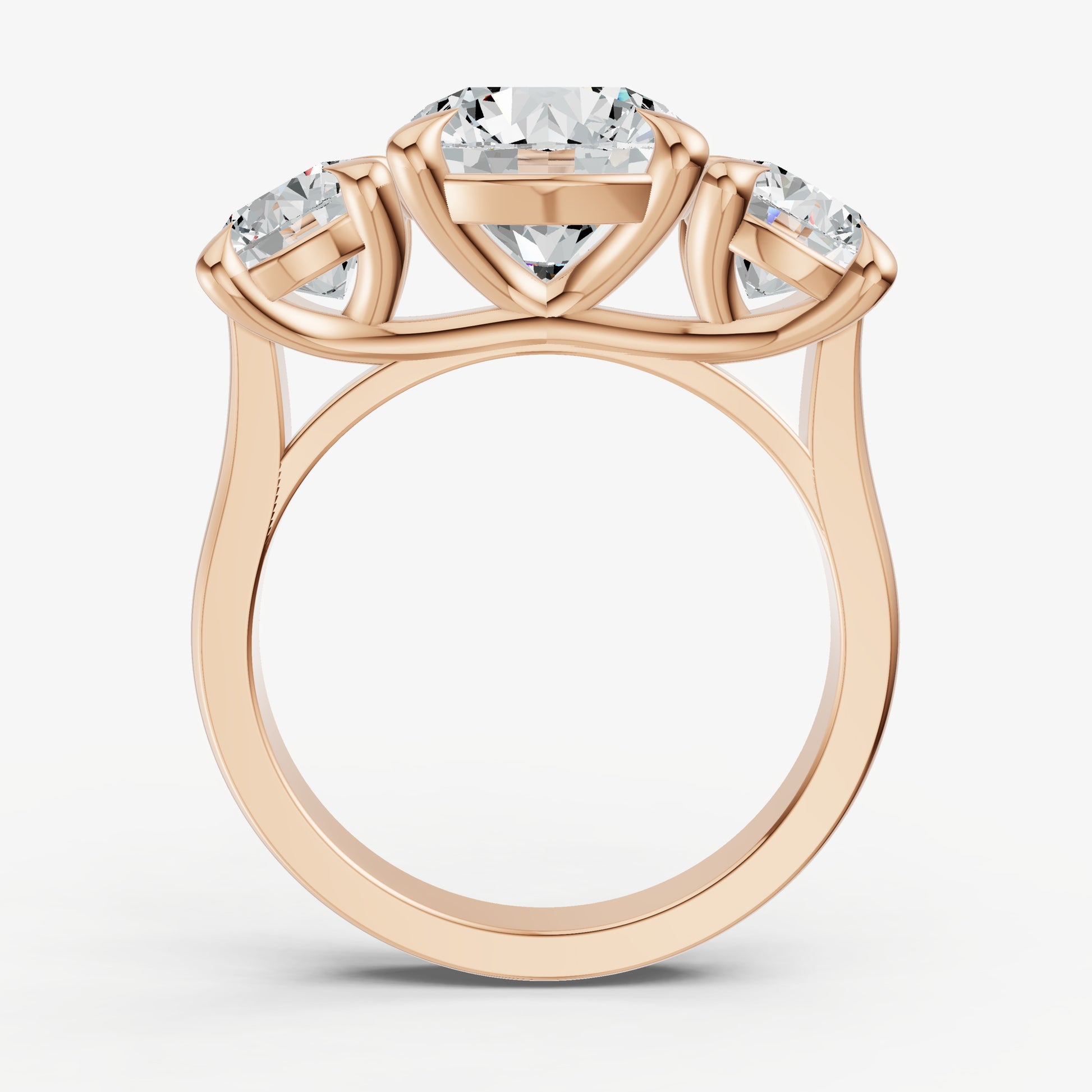 Round Trellis Three-Stone Engagement Ring with 0.80ct Side Stones