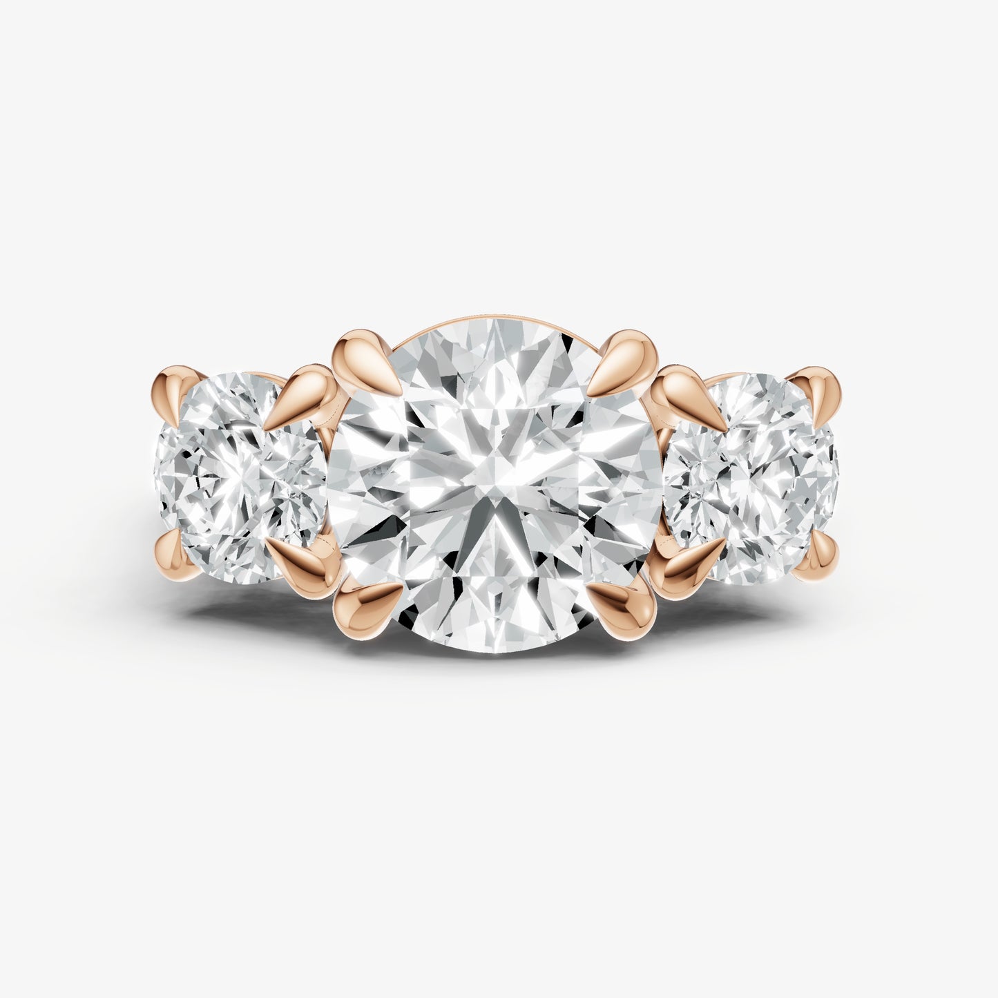 Round Trellis Three-Stone Engagement Ring with 0.80ct Side Stones