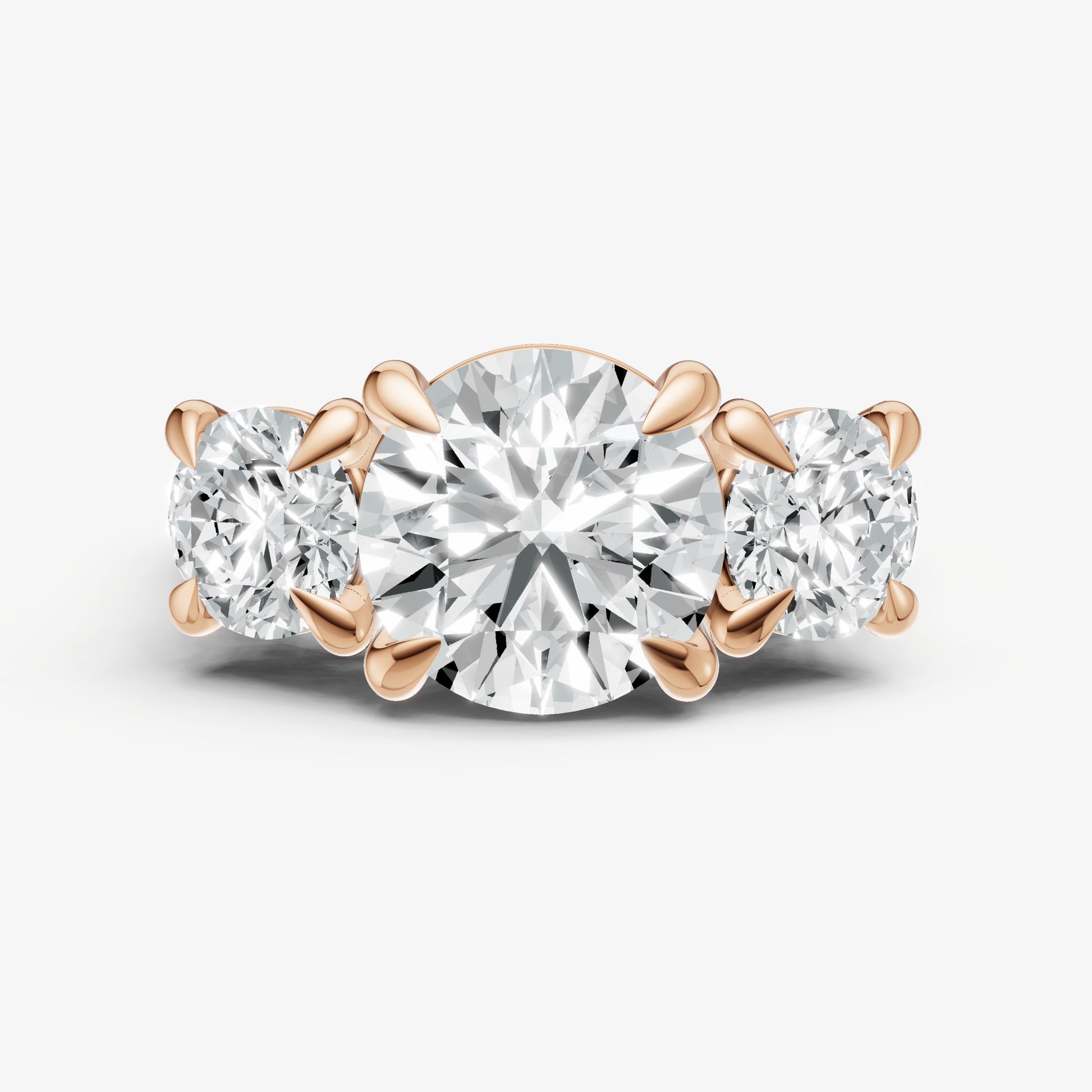 Round Trellis Three-Stone Engagement Ring with 0.80ct Side Stones