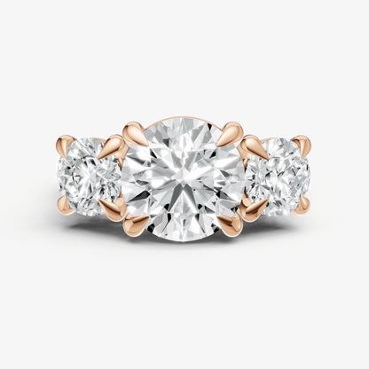 Round Trellis Three-Stone Engagement Ring with 0.80ct Side Stones