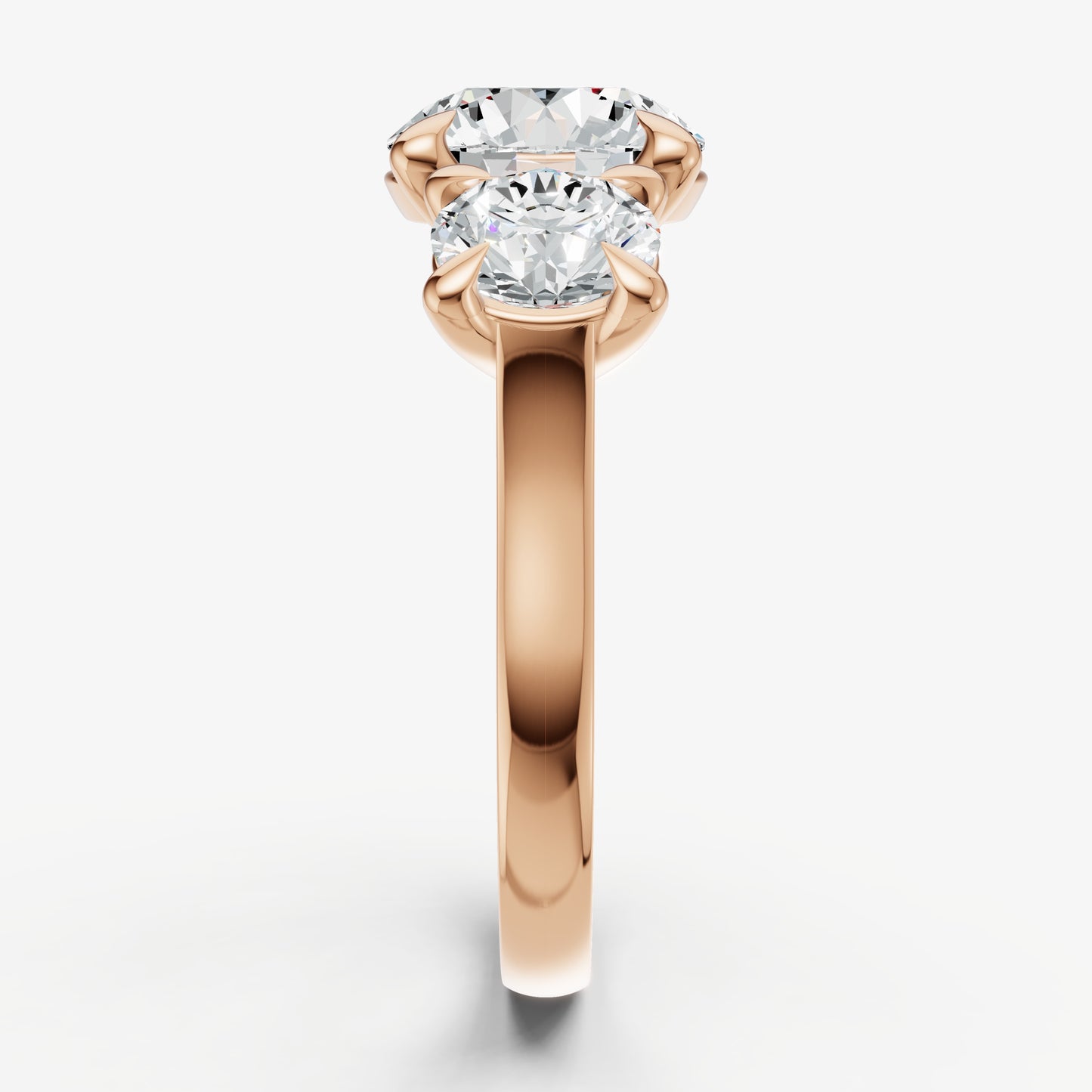 Round Trellis Three-Stone Engagement Ring with 0.80ct Side Stones