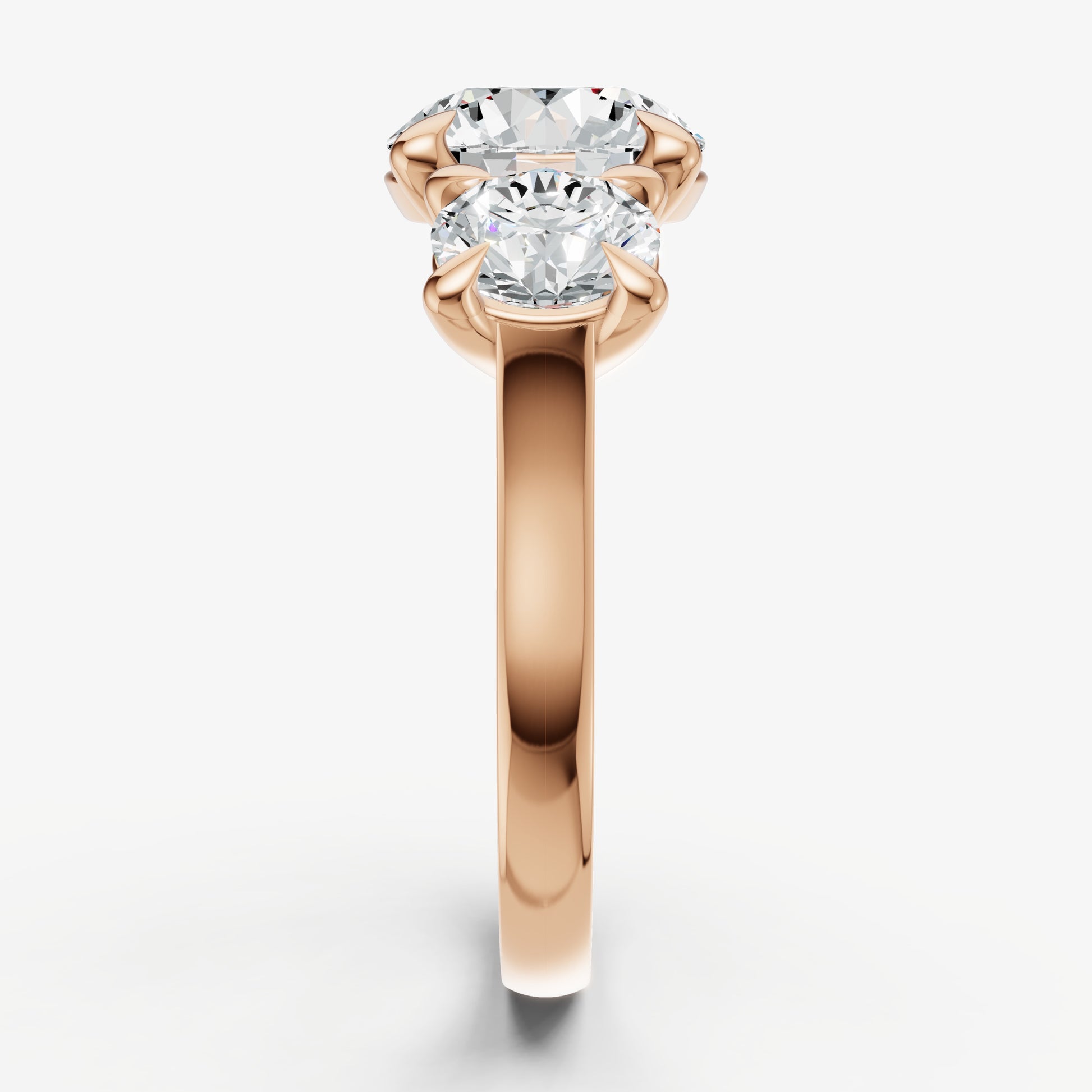 Round Trellis Three-Stone Engagement Ring with 0.80ct Side Stones