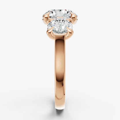Round Trellis Three-Stone Engagement Ring with 0.80ct Side Stones