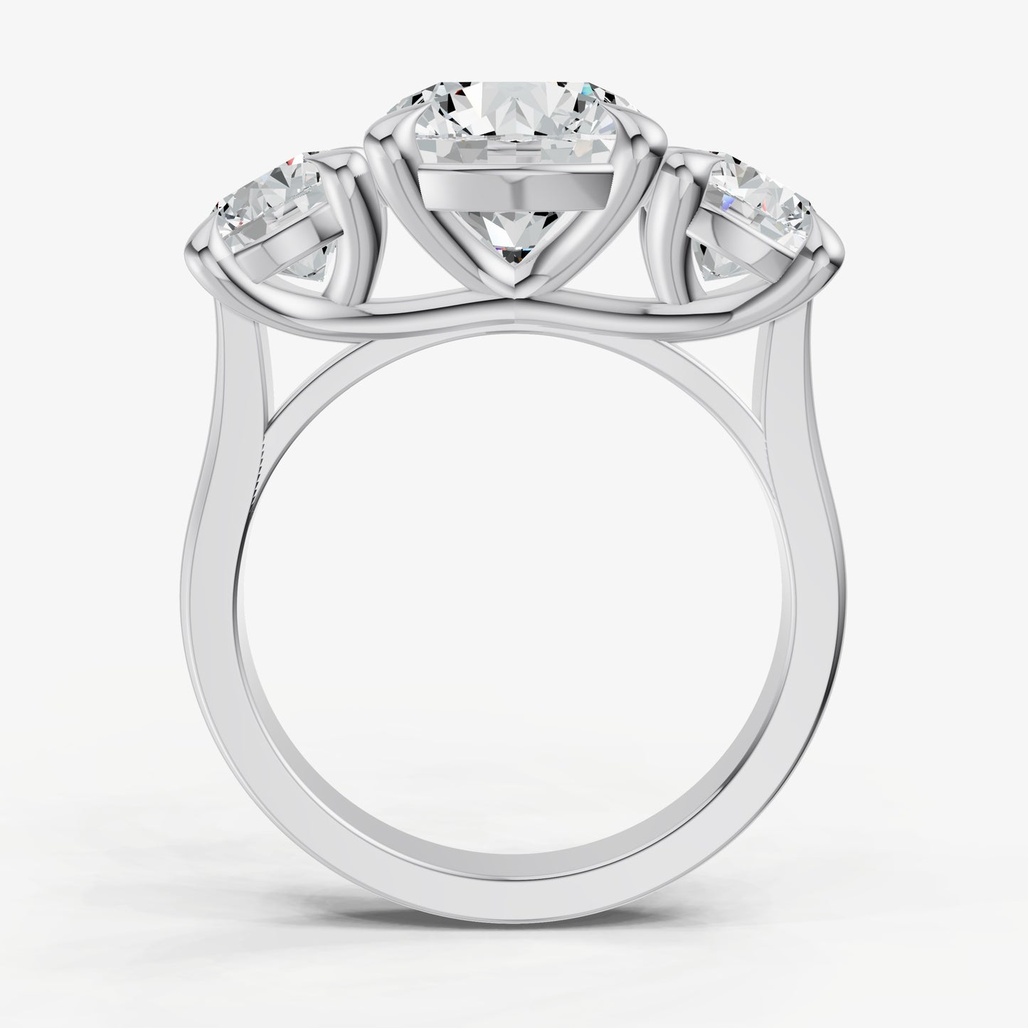 Round Trellis Three-Stone Engagement Ring with 0.80ct Side Stones