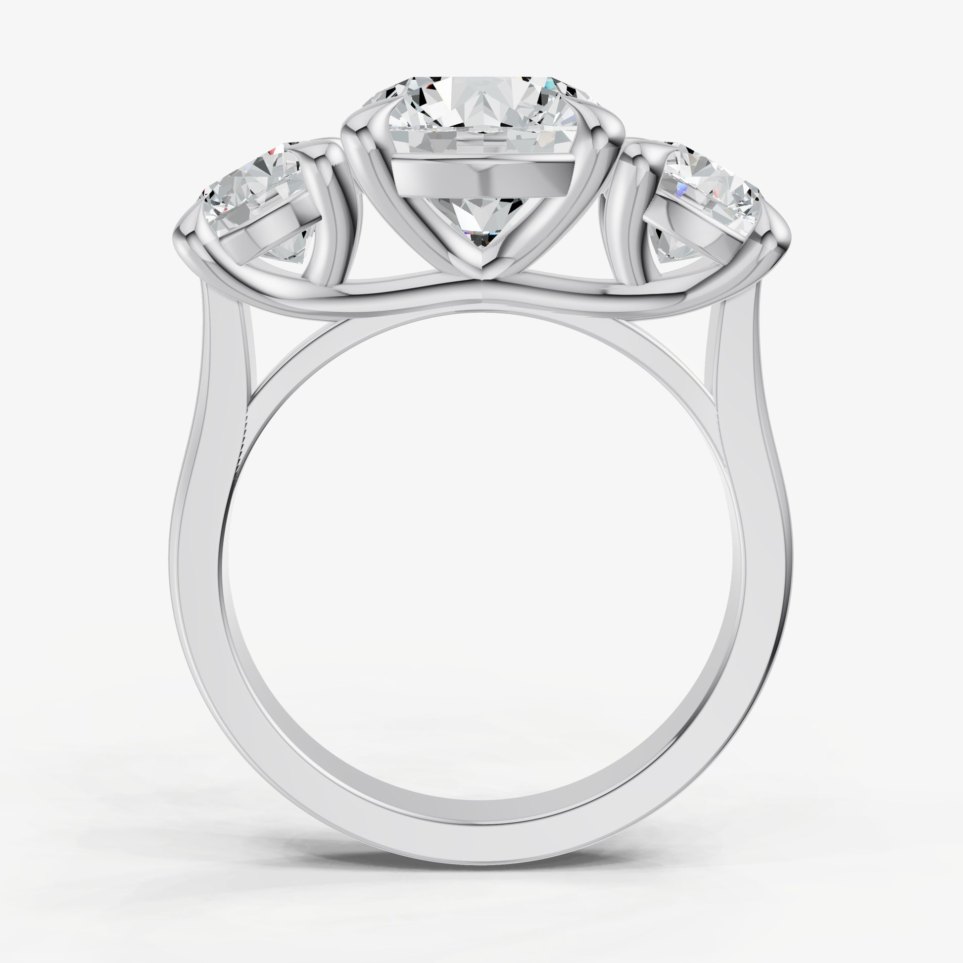 Round Trellis Three-Stone Engagement Ring with 0.80ct Side Stones