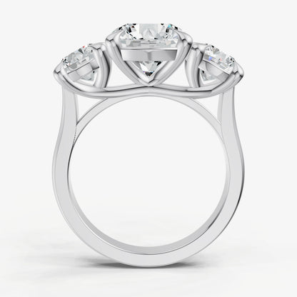 Round Trellis Three-Stone Engagement Ring with 0.80ct Side Stones