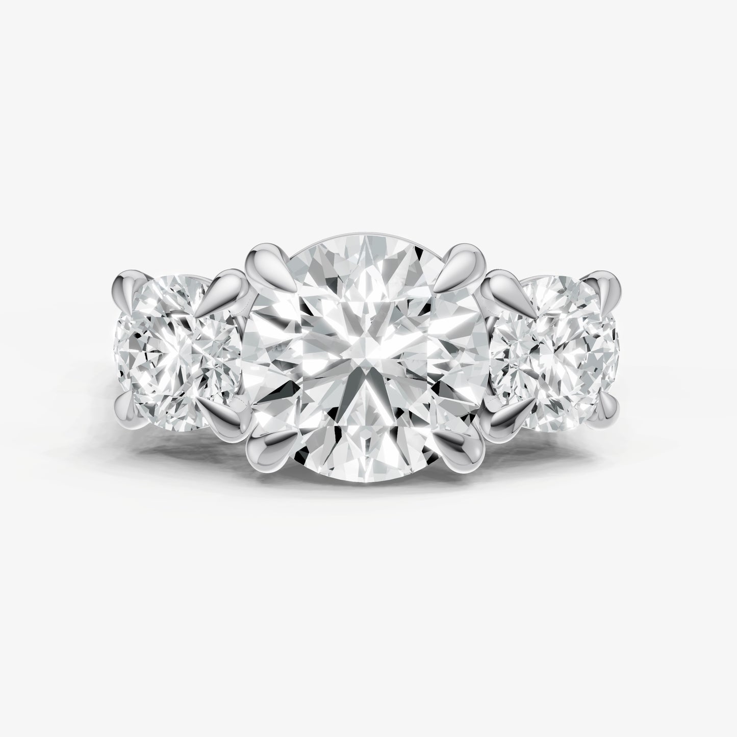 Round Trellis Three-Stone Engagement Ring with 0.80ct Side Stones