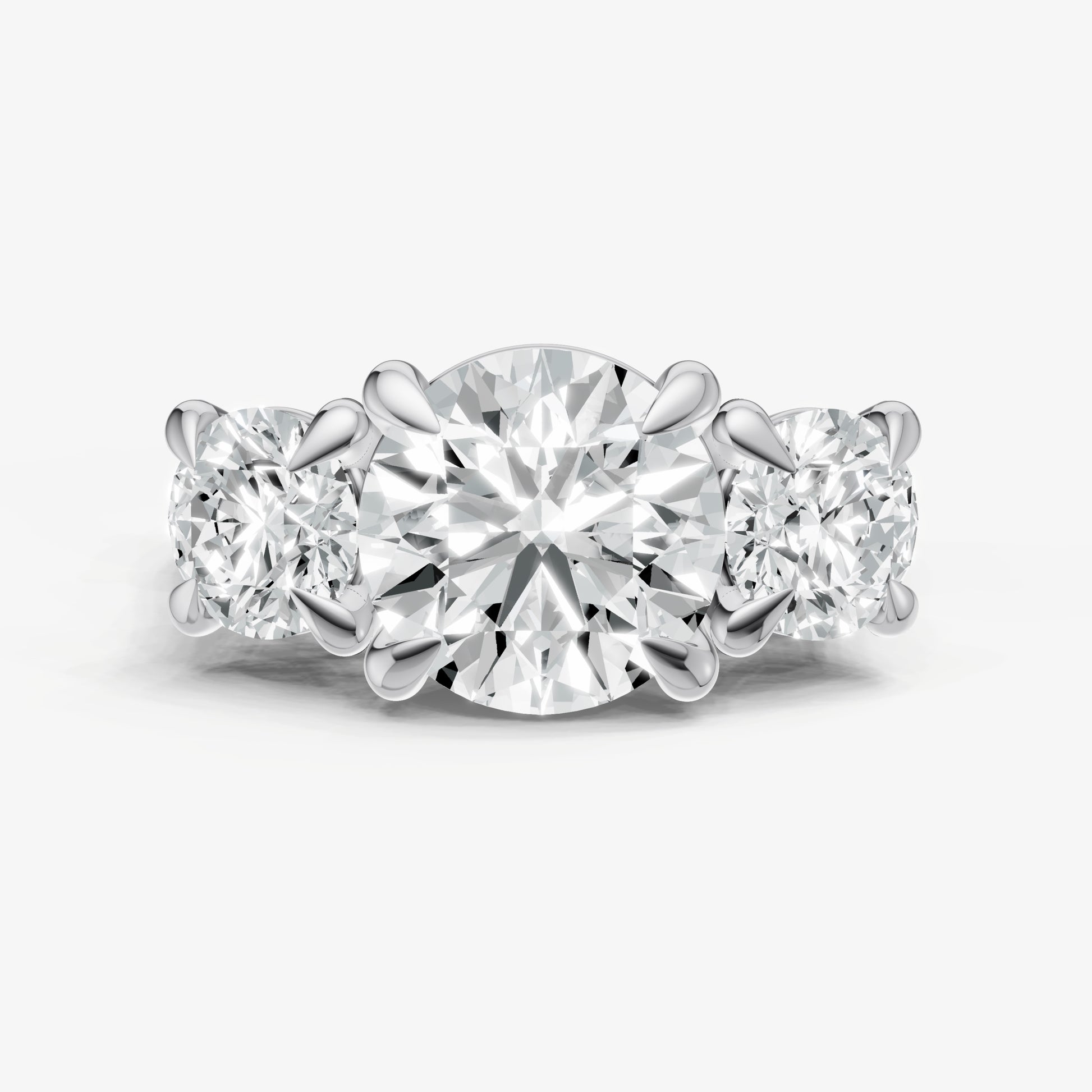 Round Trellis Three-Stone Engagement Ring with 0.80ct Side Stones
