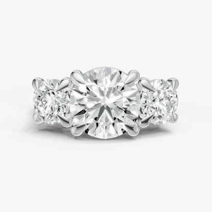 Round Trellis Three-Stone Engagement Ring with 0.80ct Side Stones