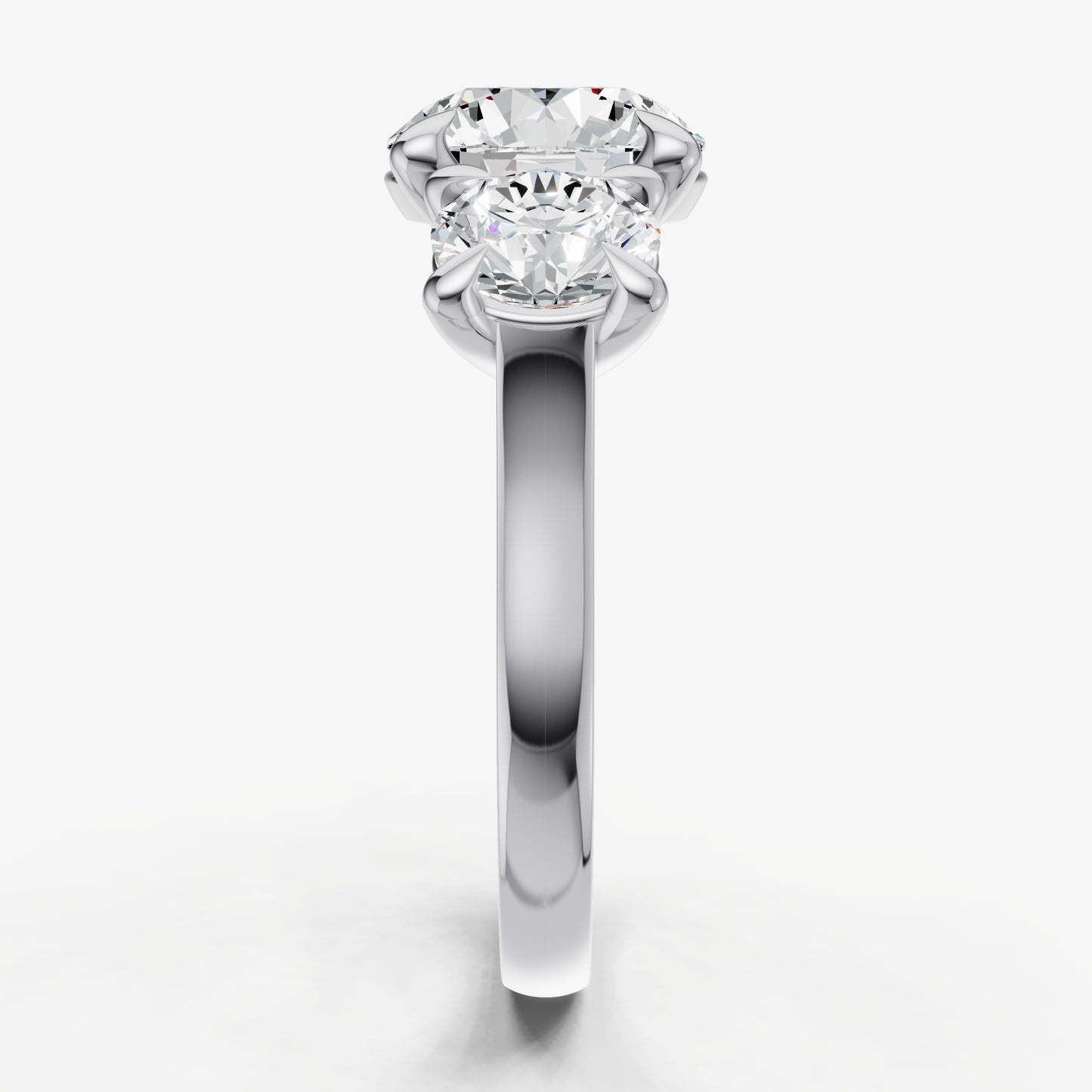 Round Trellis Three-Stone Engagement Ring with 0.80ct Side Stones