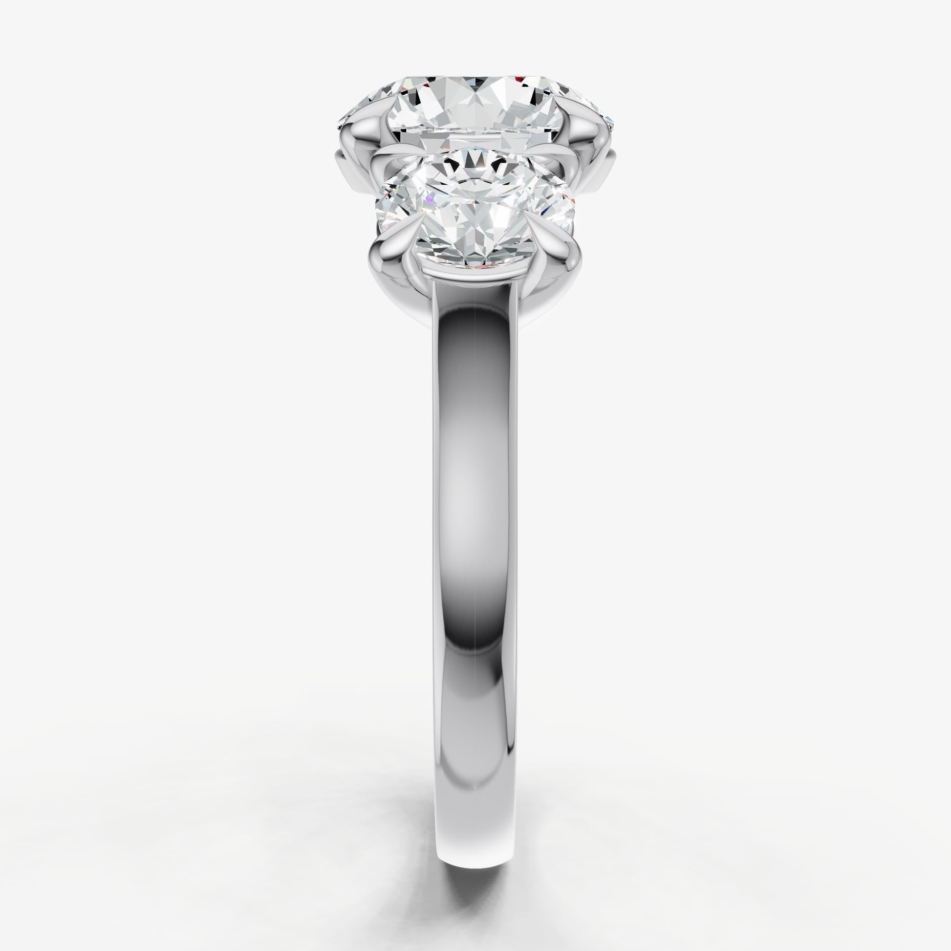 Round Trellis Three-Stone Engagement Ring with 0.80ct Side Stones