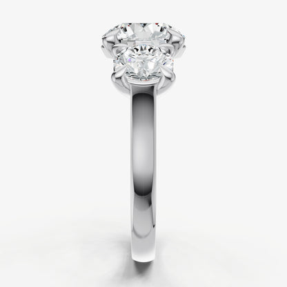 Round Trellis Three-Stone Engagement Ring with 0.80ct Side Stones