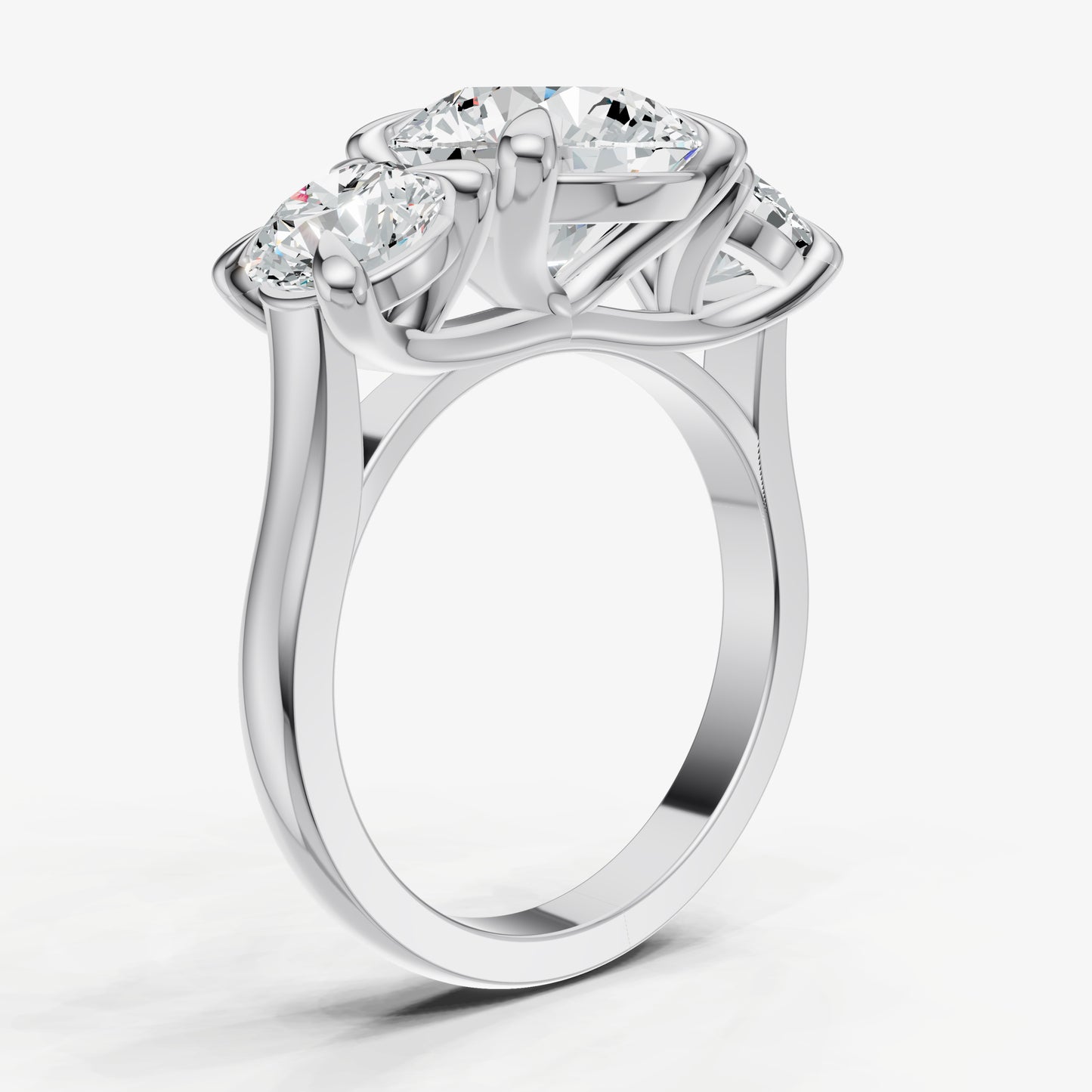 Round Trellis Three-Stone Engagement Ring with 0.80ct Side Stones