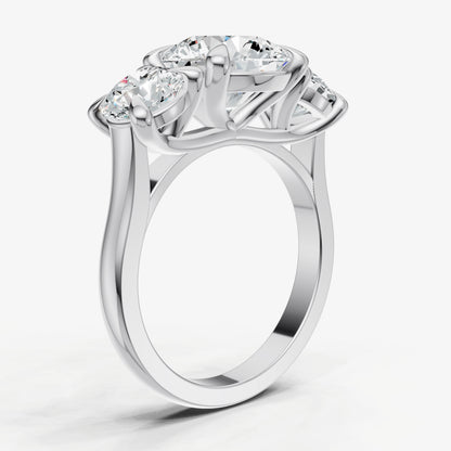 Round Trellis Three-Stone Engagement Ring with 0.80ct Side Stones