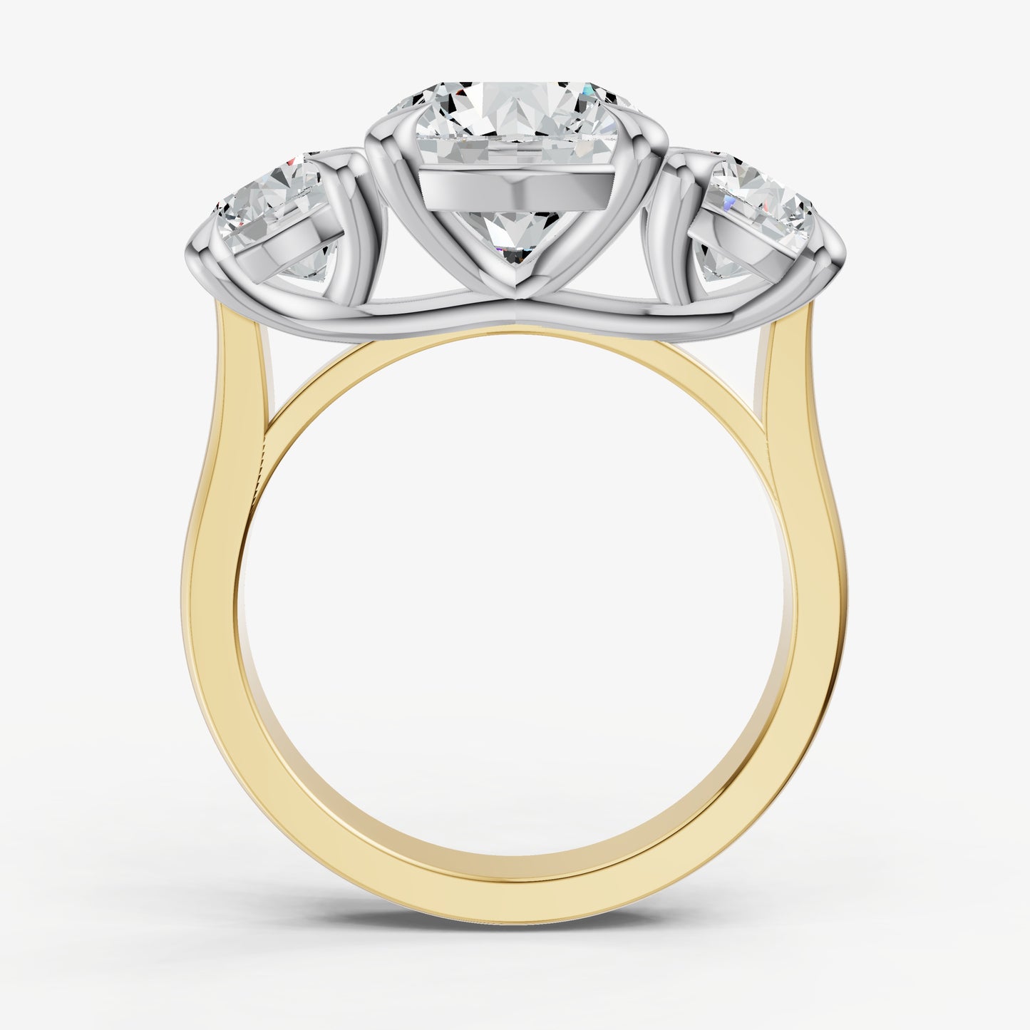 Round Trellis Three-Stone Engagement Ring with 0.80ct Side Stones