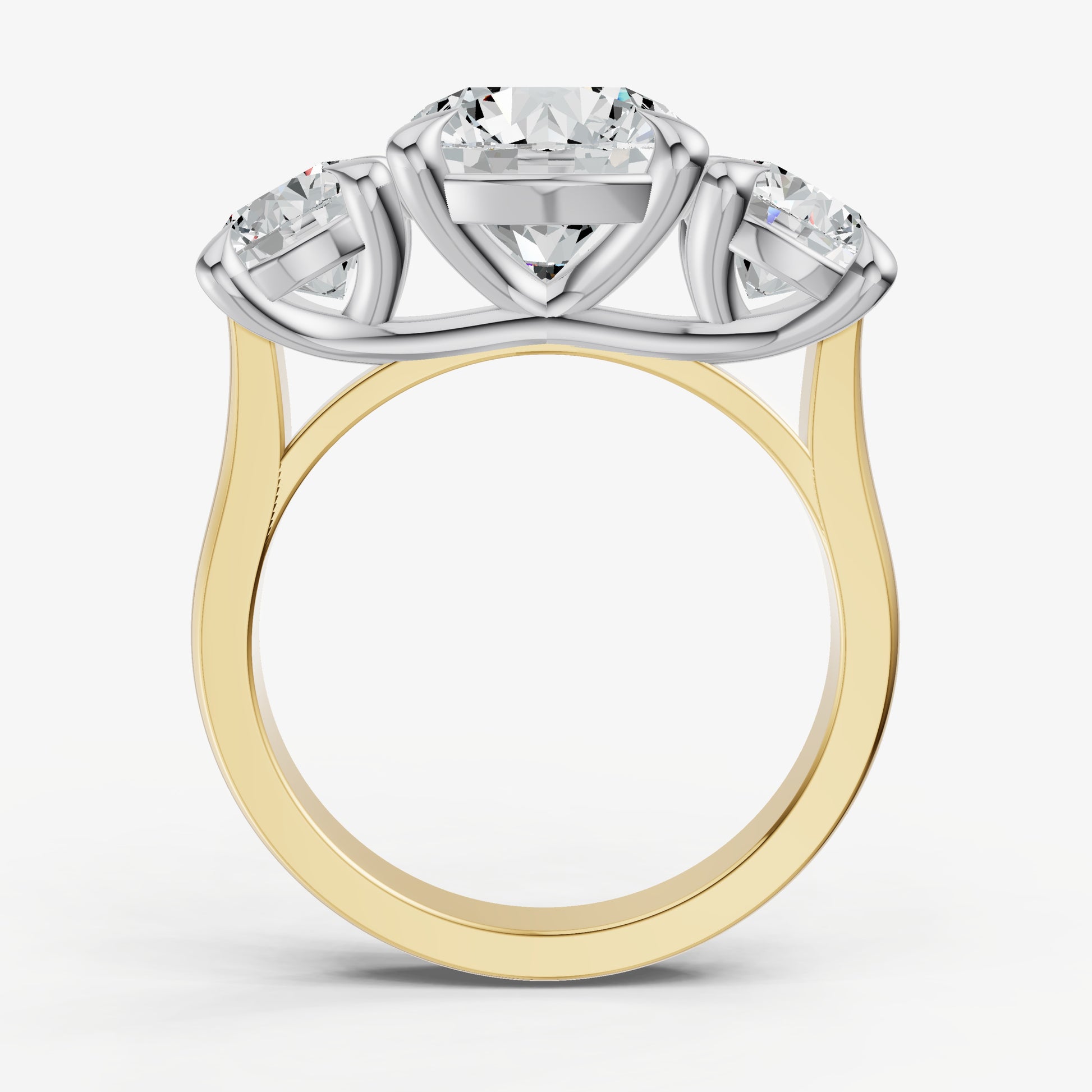Round Trellis Three-Stone Engagement Ring with 0.80ct Side Stones