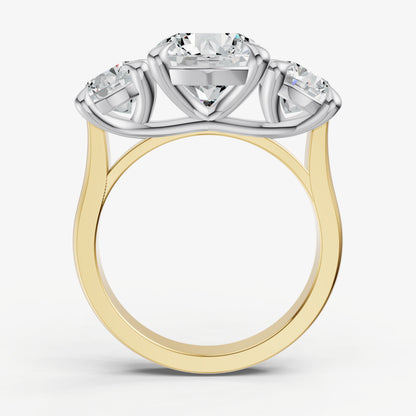 Round Trellis Three-Stone Engagement Ring with 0.80ct Side Stones